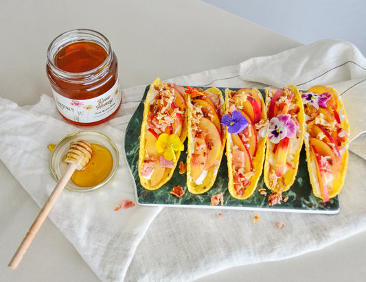 Cape Coastal Raw Honey, Ricotta & Peach Tacos